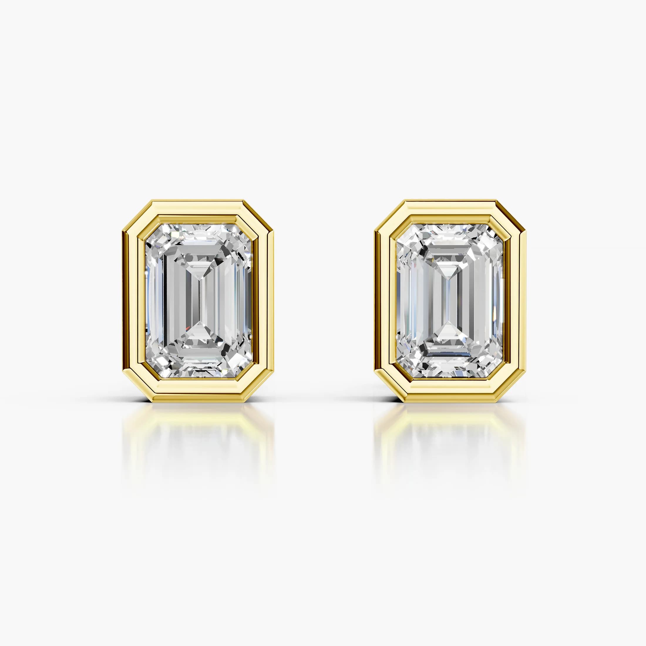 Verona Emerald-Cut Diamond Bezel Stud Earrings 2.00 jewellery